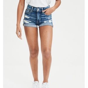 Cute dark washed distressed shorts